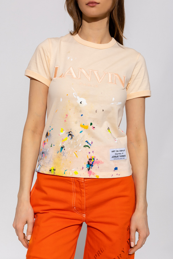 Lanvin good X Gallary Dept White Paint Splatter Crew Neck Art To Wear XL Tee Shirt